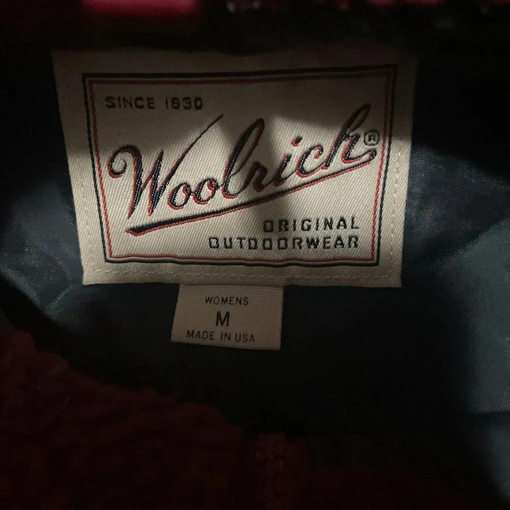 WOOLRICH Nubby Fleece Sherpa Farm Barn Jacket Red Full Zip Women's Sz M